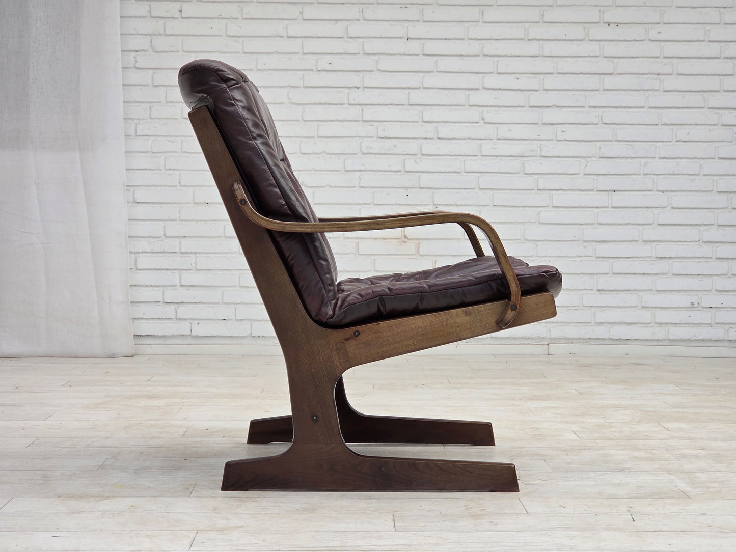 1970s, Scandinavian armchair, brown furniture leather.