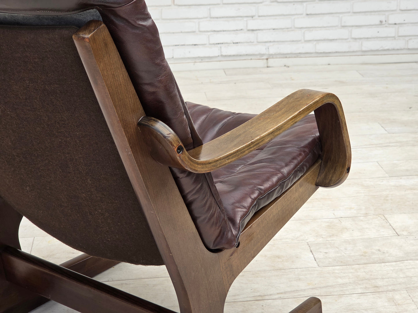 1970s, Scandinavian armchair, brown furniture leather.