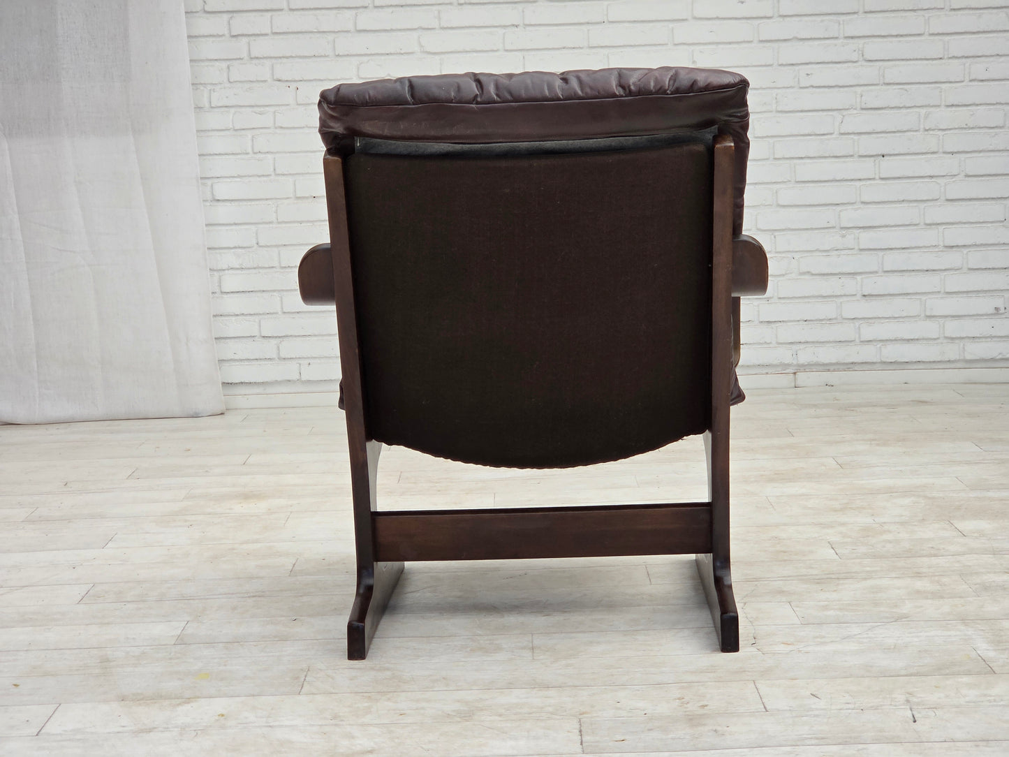 1970s, Scandinavian armchair, brown furniture leather.