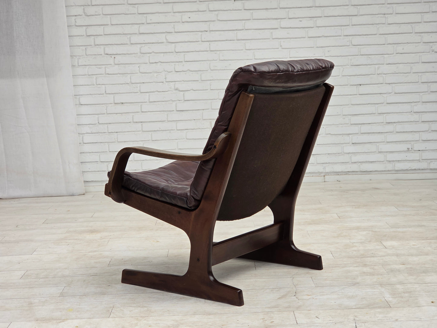 1970s, Scandinavian armchair, brown furniture leather.