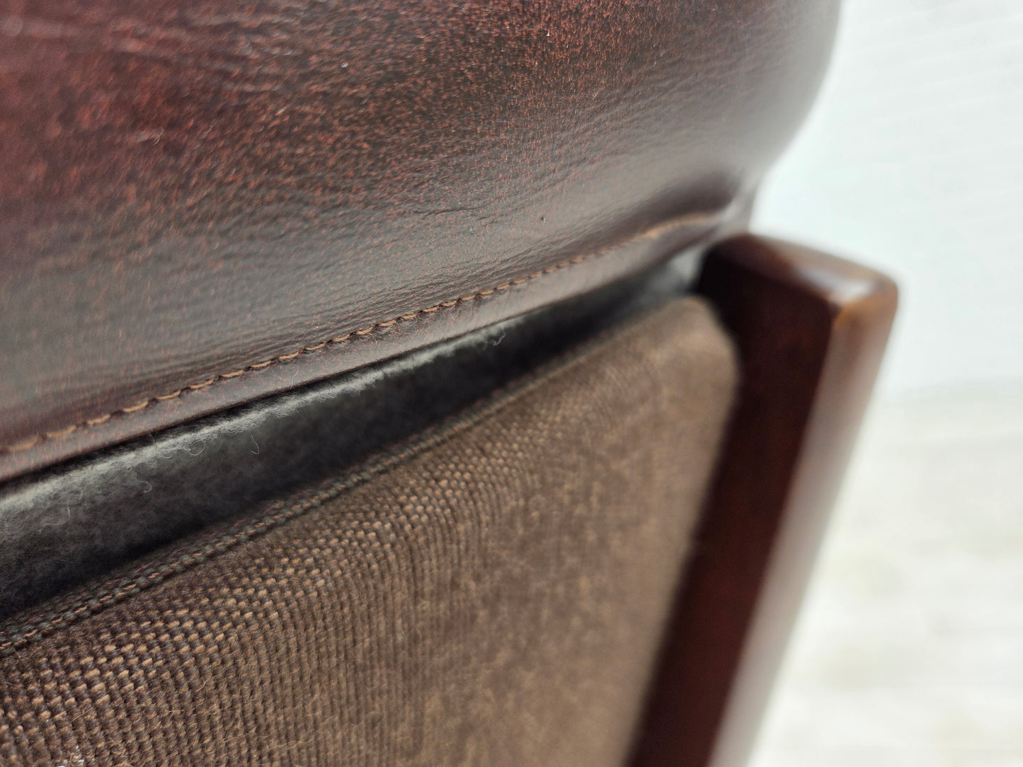 1970s, Scandinavian armchair, brown furniture leather.