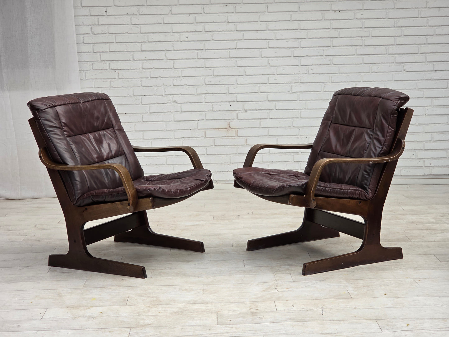 1970s, Scandinavian armchair, brown furniture leather.