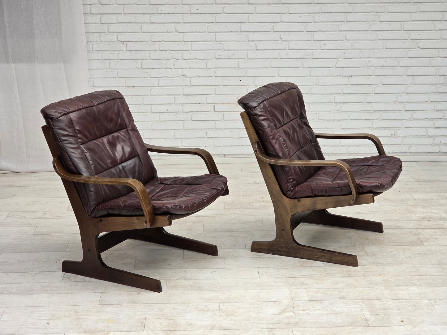 1970s, Scandinavian armchair, brown furniture leather.