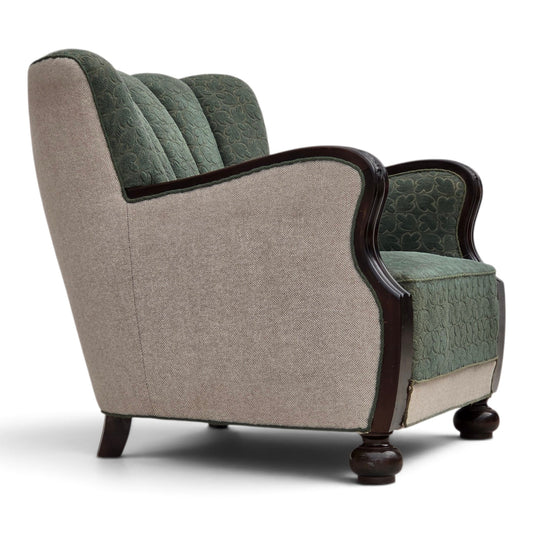 1960s, Danish armchair, furniture wool, oak wood.