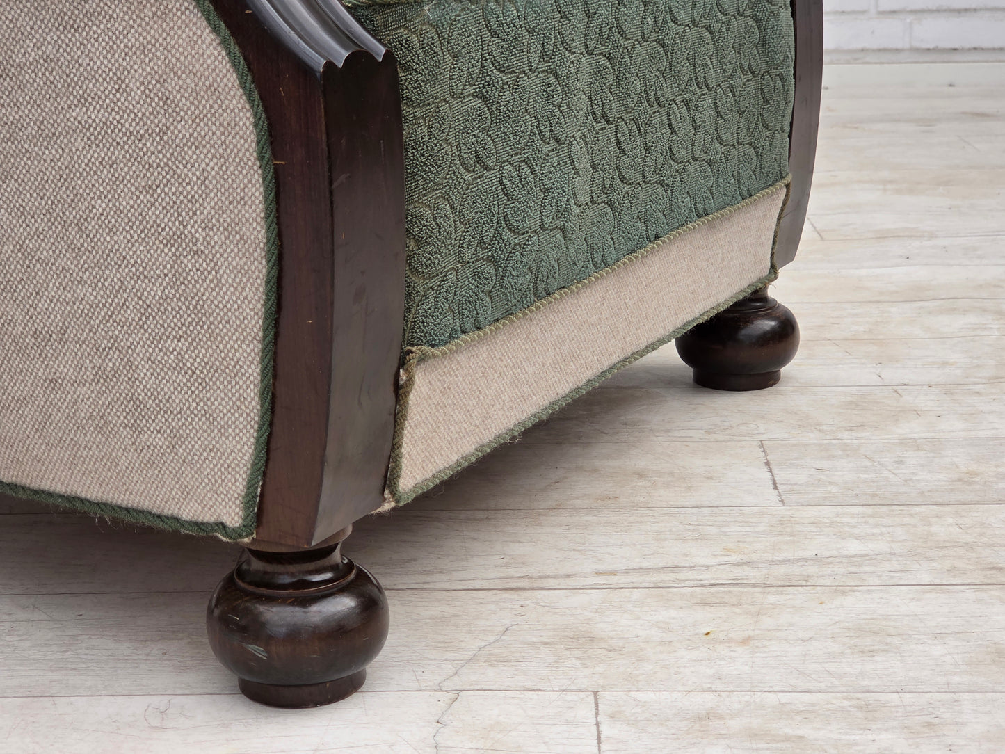 1960s, Danish armchair, furniture wool, oak wood.