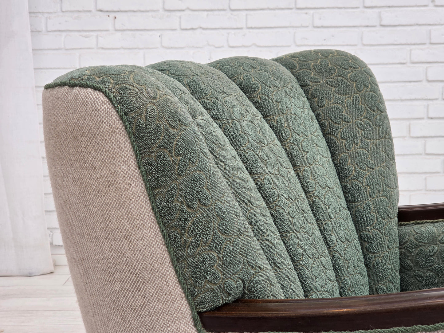 1960s, Danish armchair, furniture wool, oak wood.