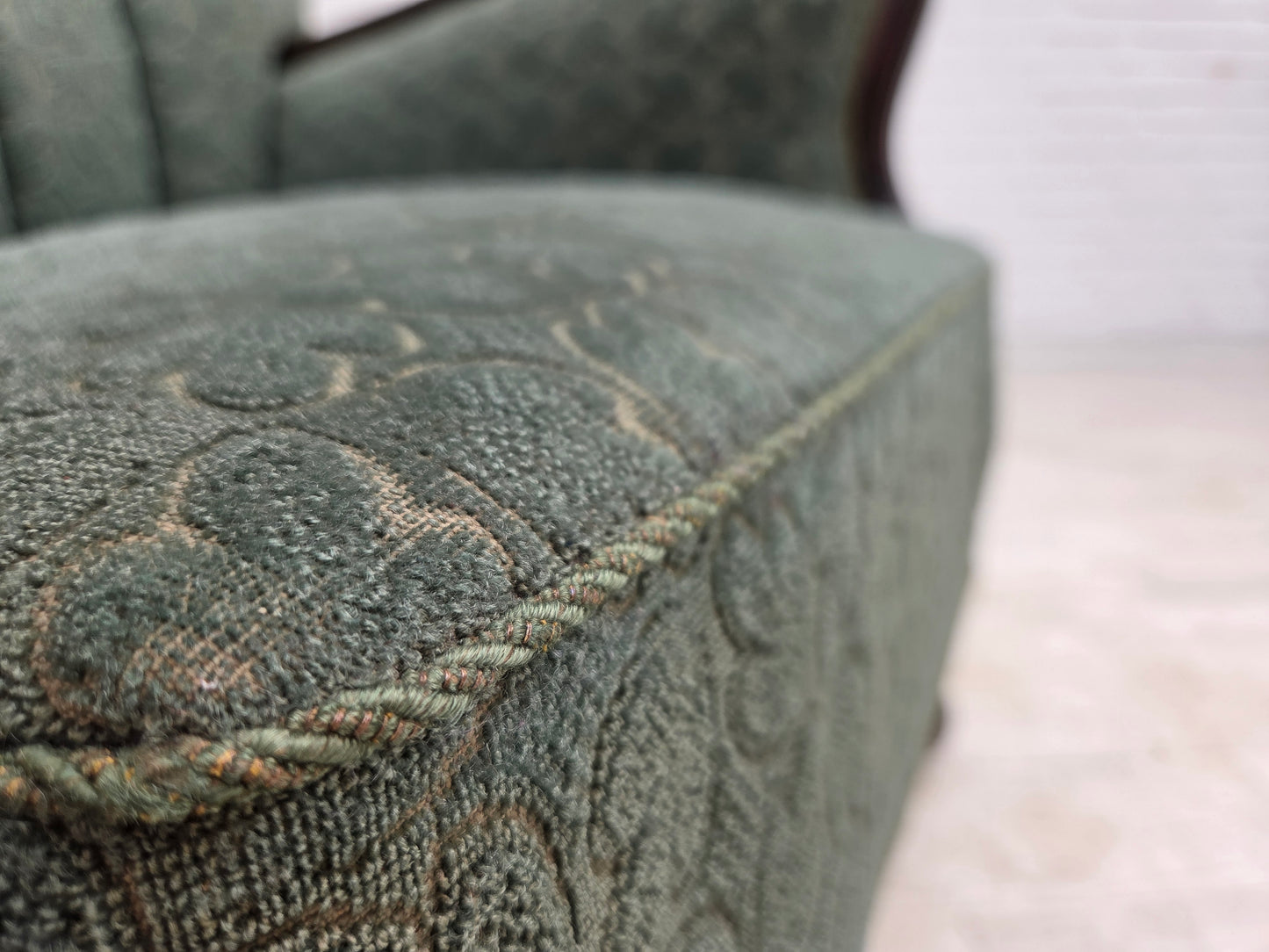 1960s, Danish armchair, furniture wool, oak wood.