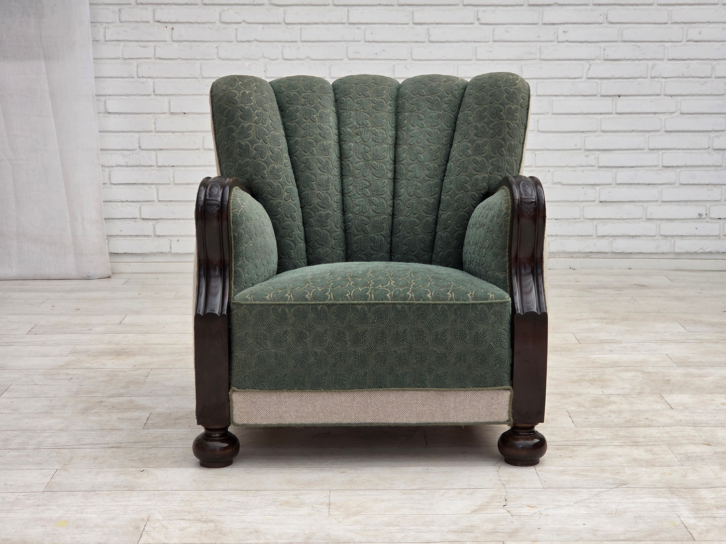 1960s, Danish armchair, furniture wool, oak wood.