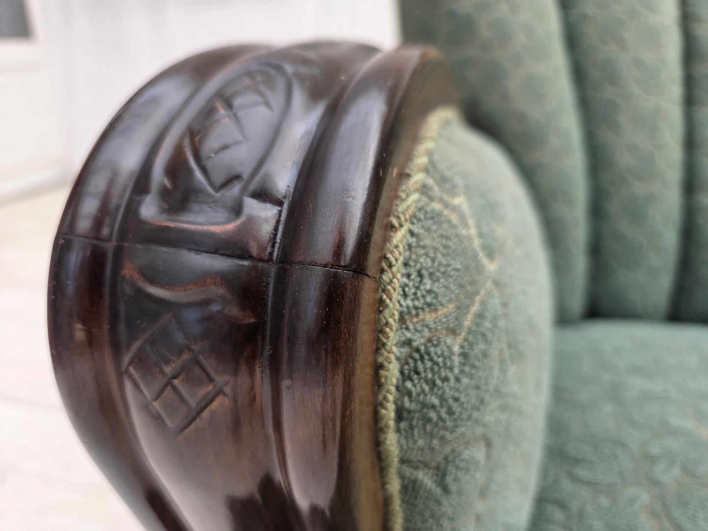1960s, Danish armchair, furniture wool, oak wood.