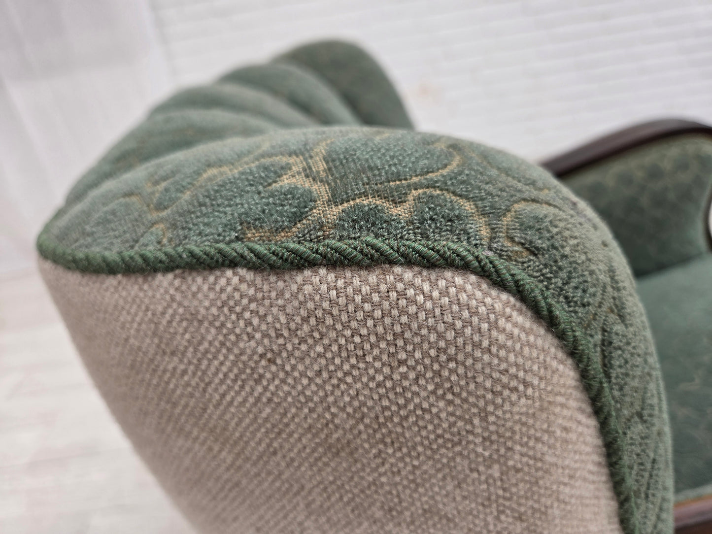 1960s, Danish armchair, furniture wool, oak wood.