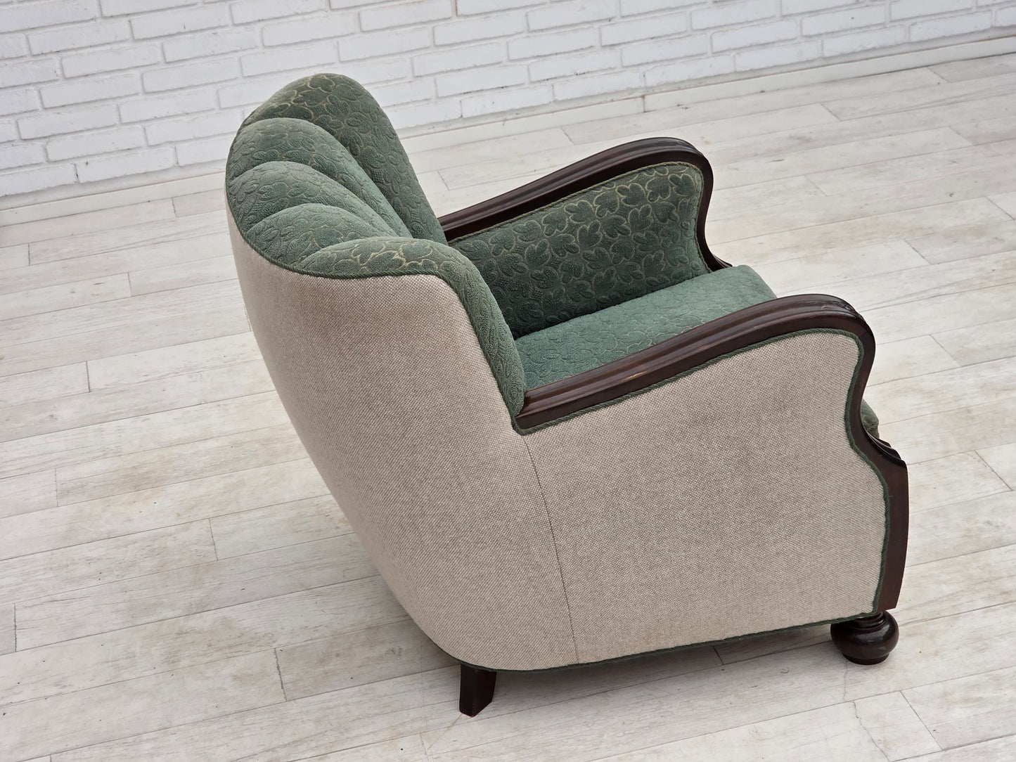 1960s, Danish armchair, furniture wool, oak wood.