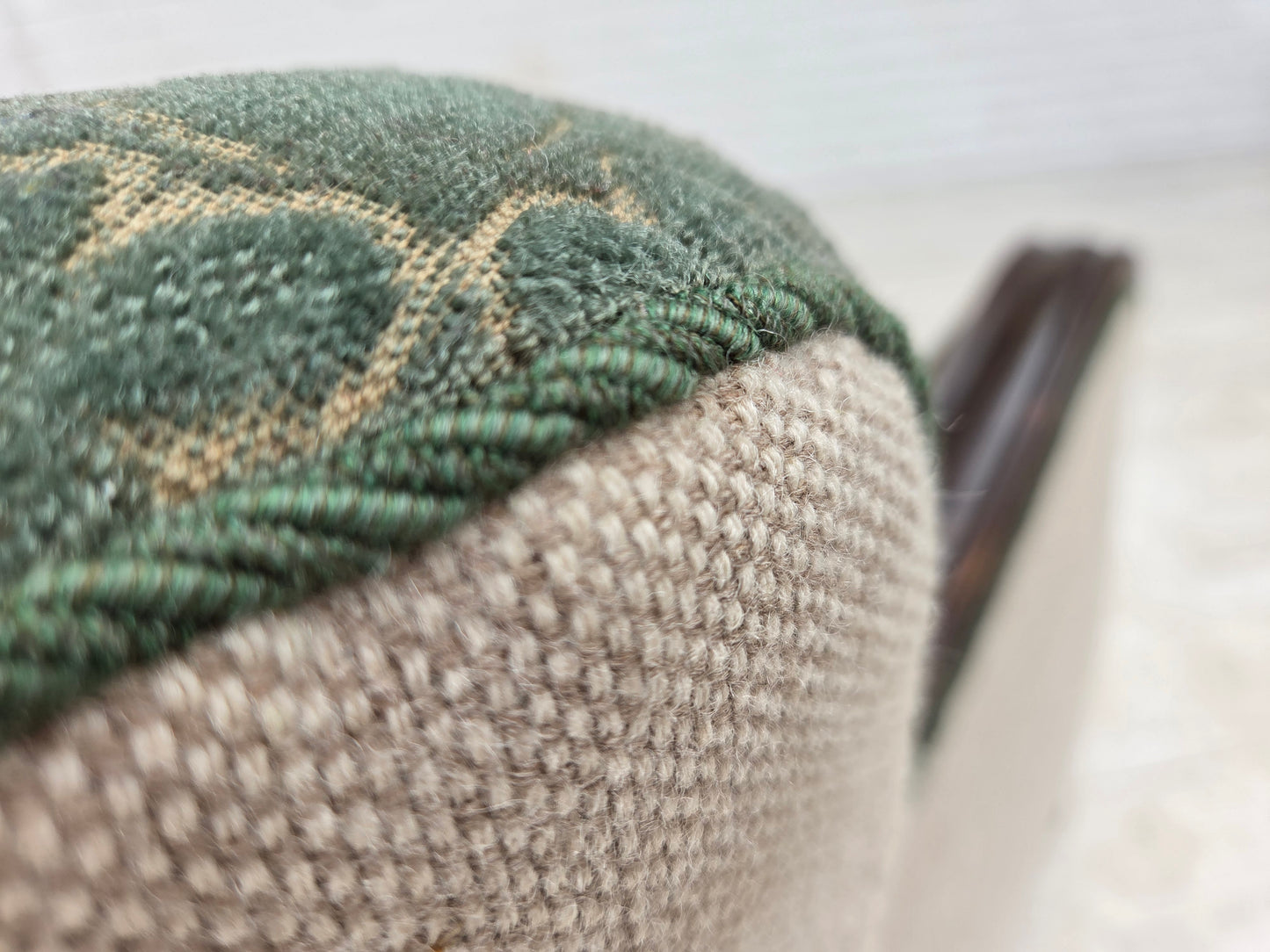 1960s, Danish armchair, furniture wool, oak wood.