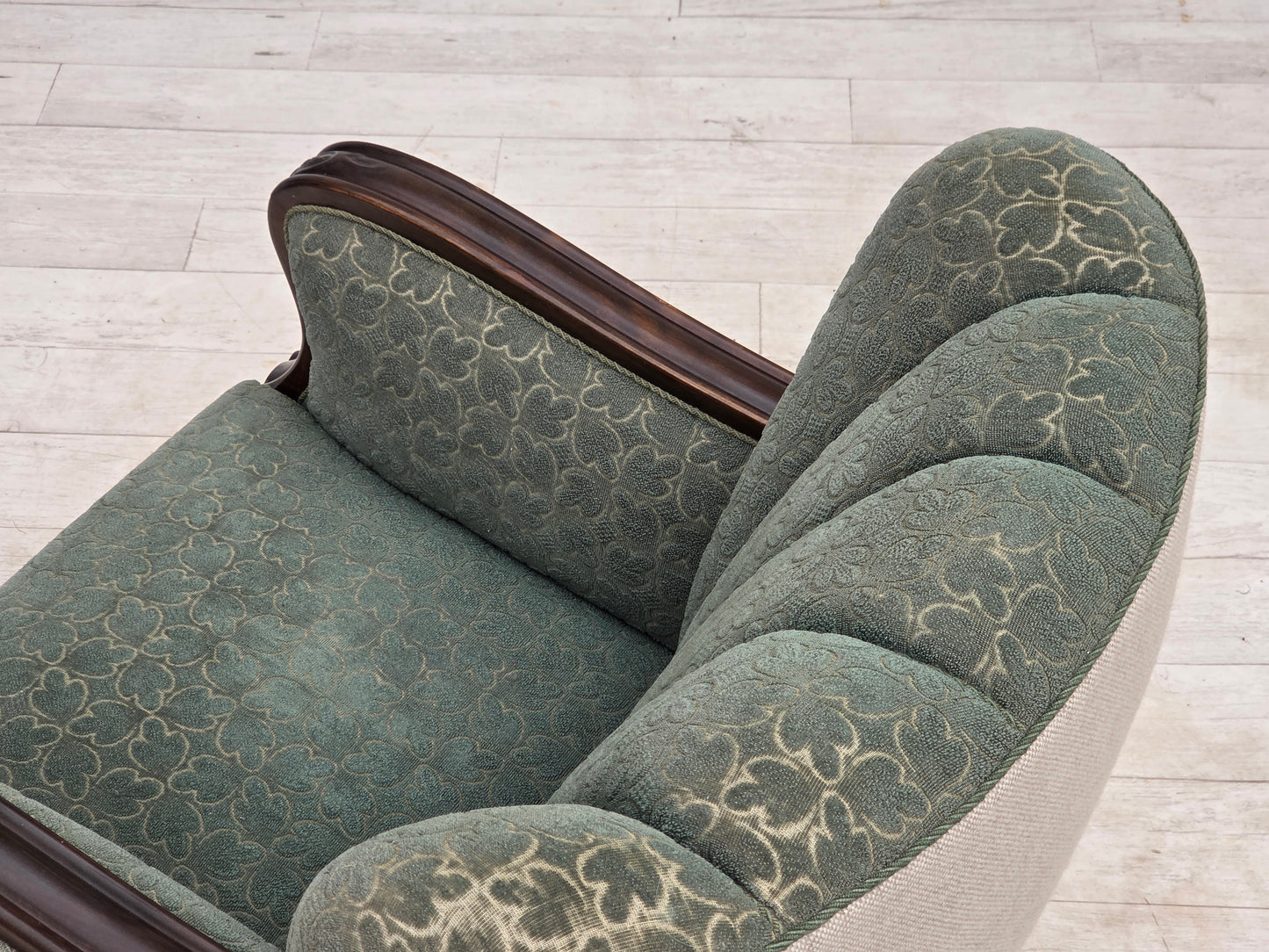 1960s, Danish armchair, furniture wool, oak wood.