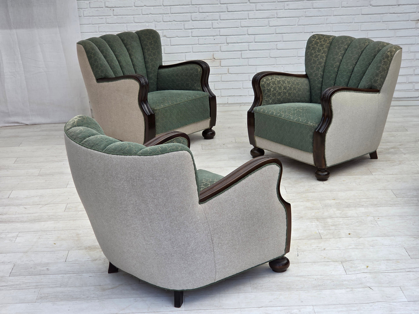 1960s, Danish armchair, furniture wool, oak wood.