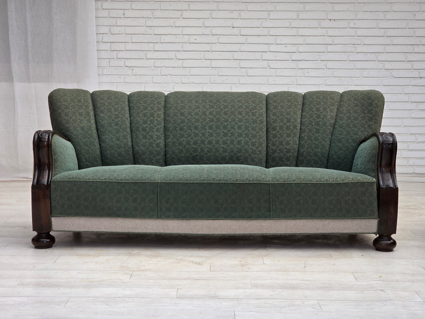 1960s, Danish 3-seater sofa, furniture wool, oak wood.