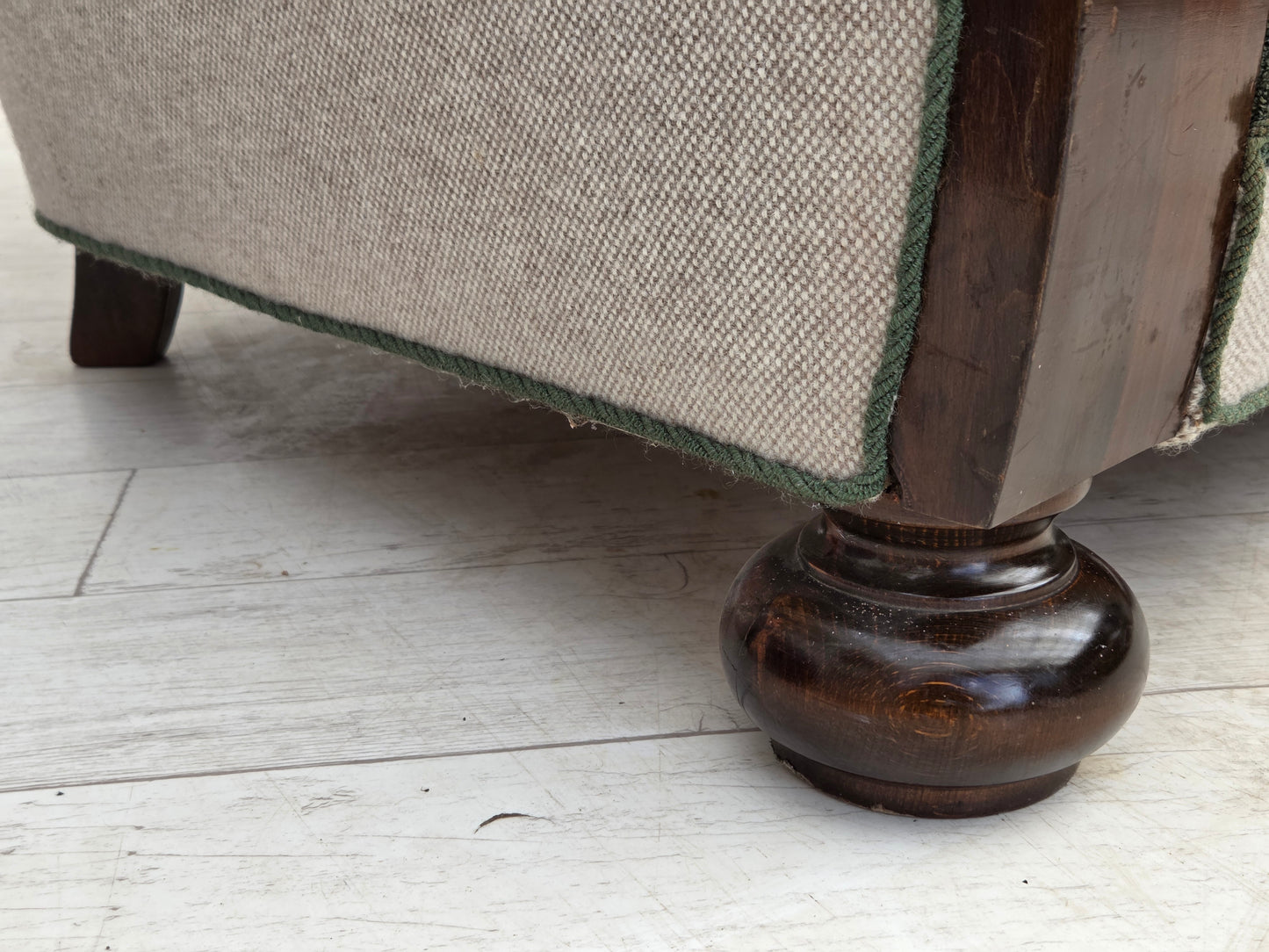 1960s, Danish 3-seater sofa, furniture wool, oak wood.