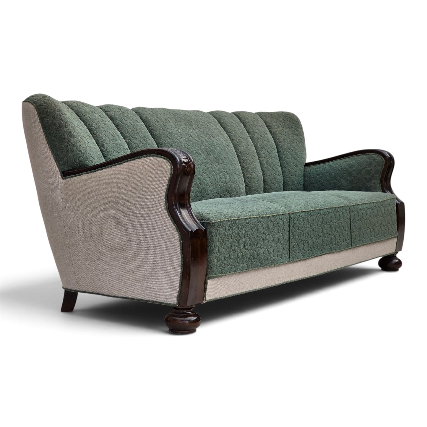 1960s, Danish 3-seater sofa, furniture wool, oak wood.