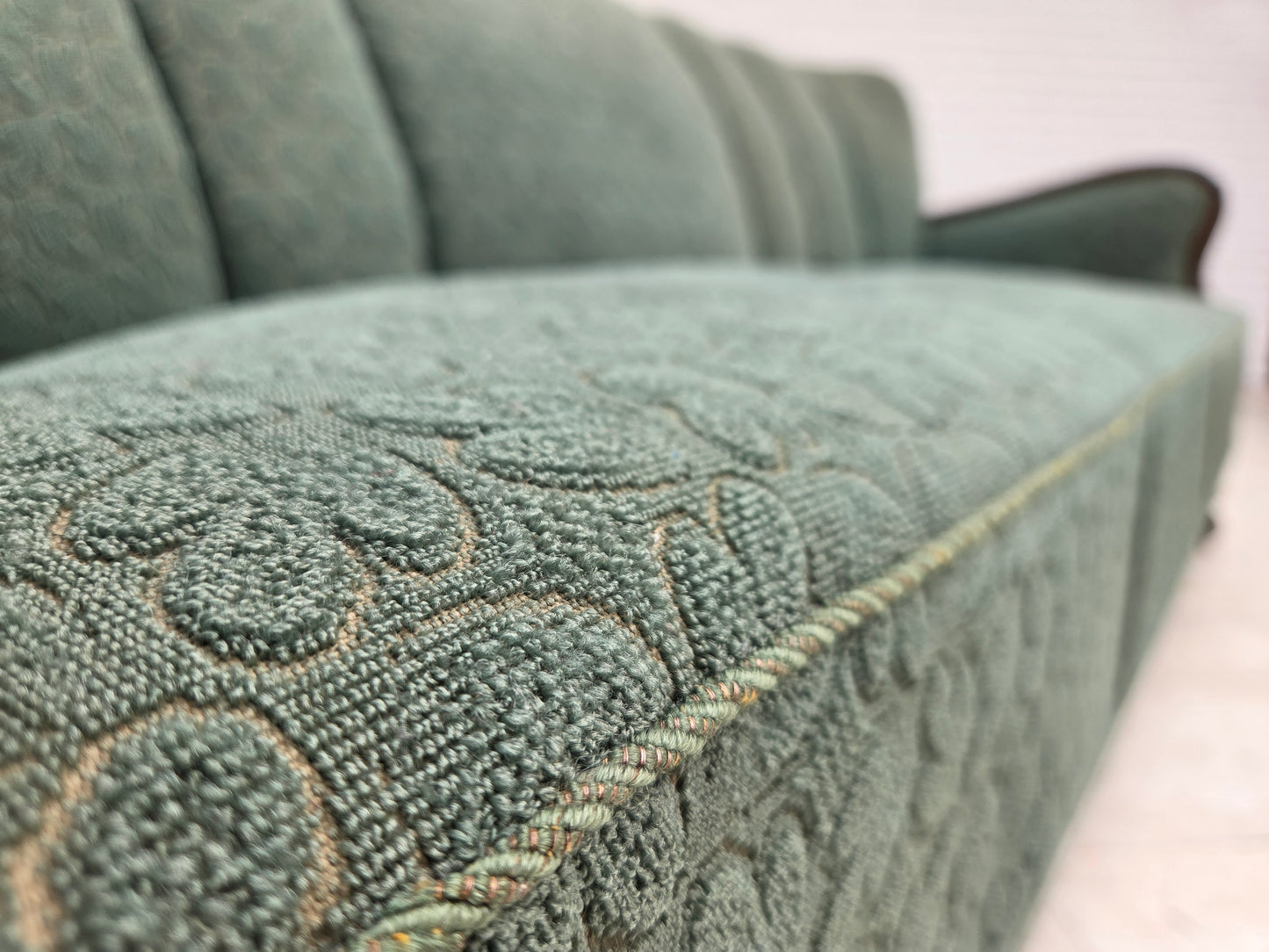 1960s, Danish 3-seater sofa, furniture wool, oak wood.