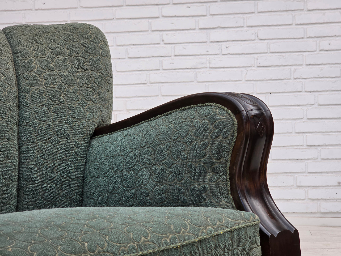 1960s, Danish 3-seater sofa, furniture wool, oak wood.