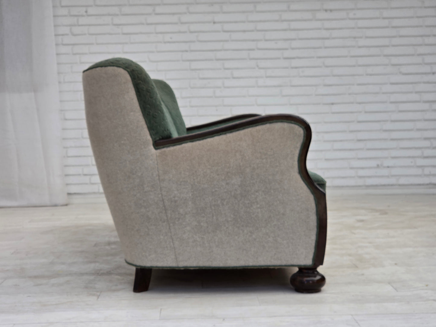 1960s, Danish 3-seater sofa, furniture wool, oak wood.