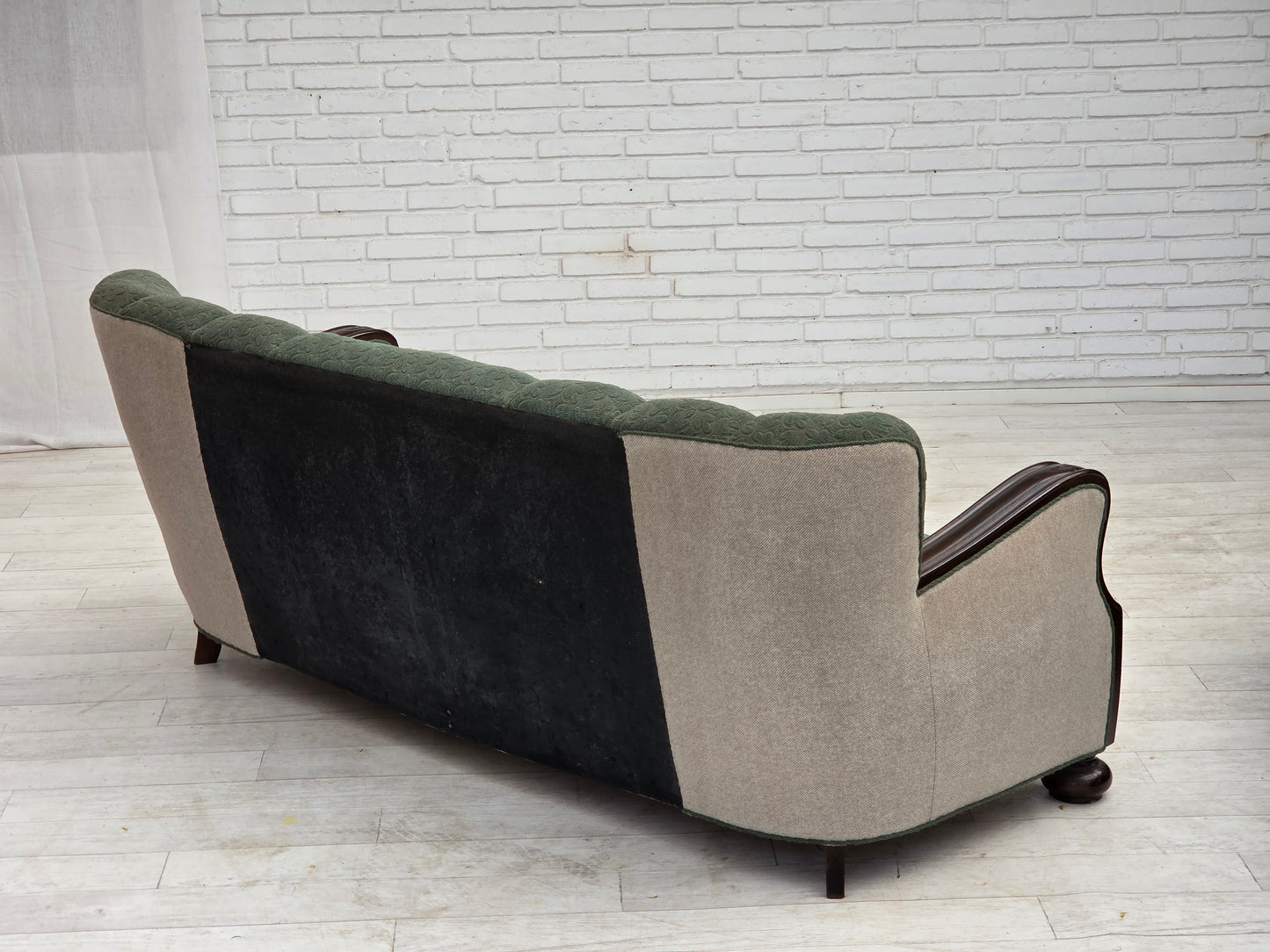 1960s, Danish 3-seater sofa, furniture wool, oak wood.