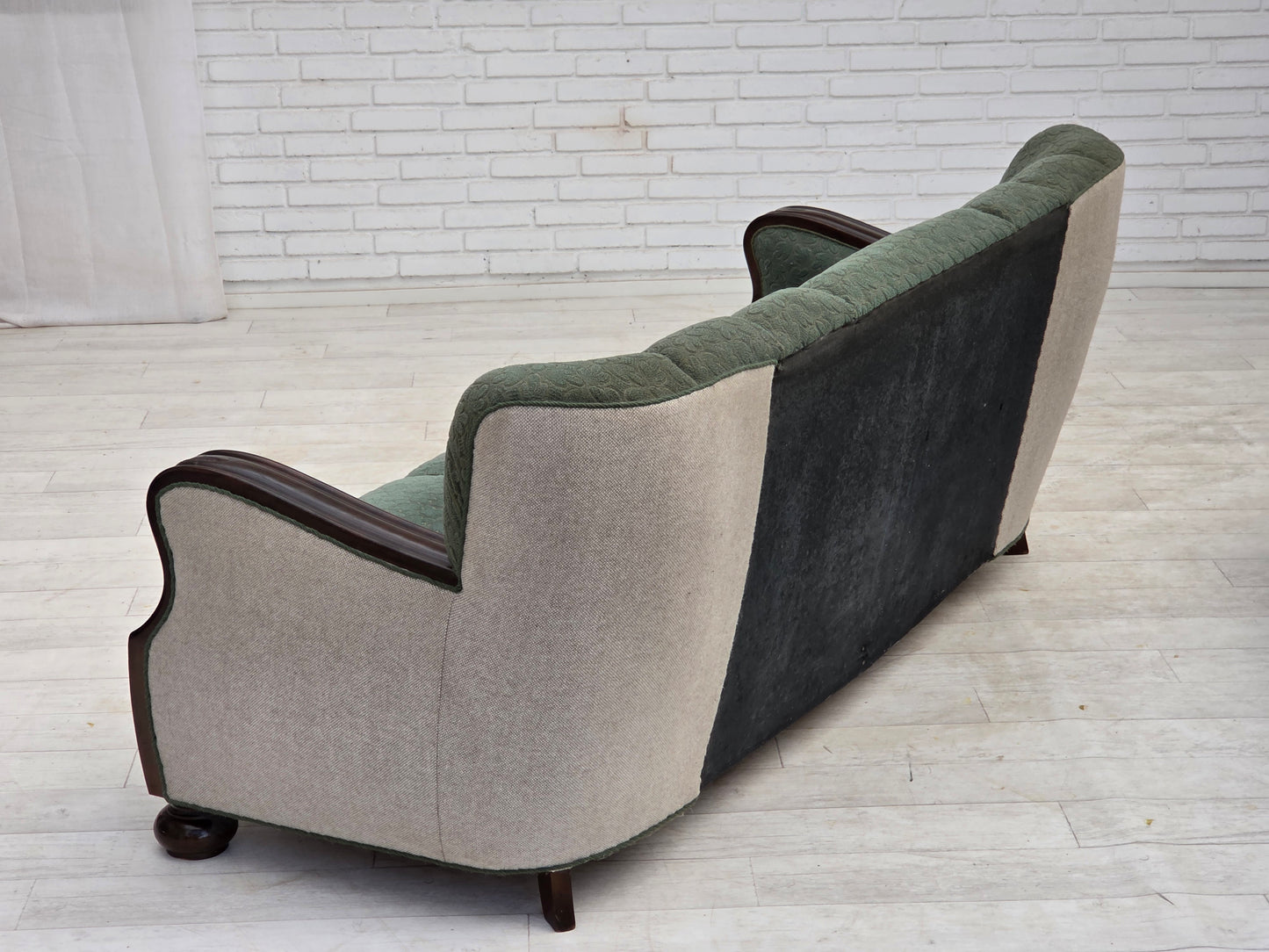1960s, Danish 3-seater sofa, furniture wool, oak wood.