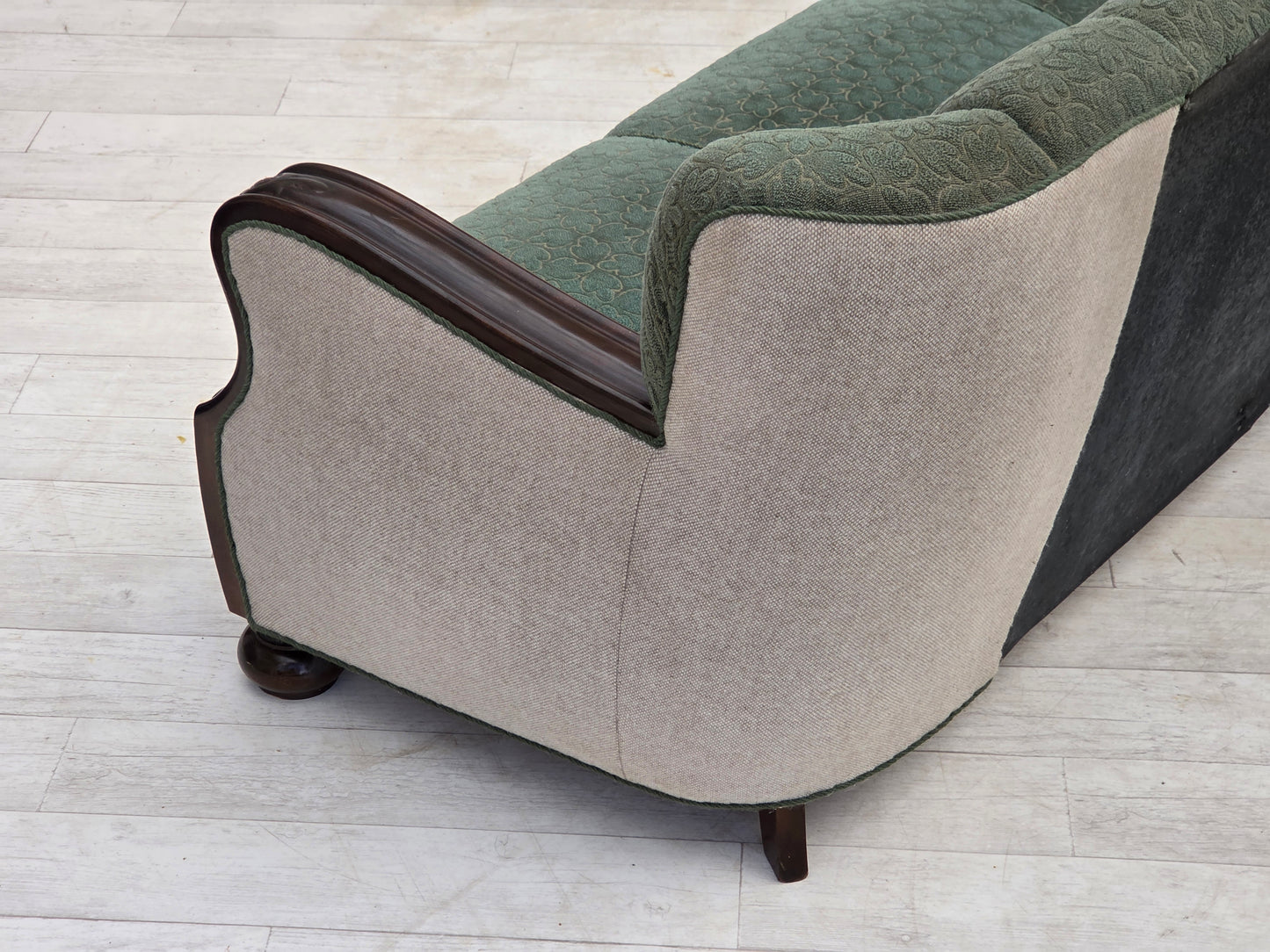 1960s, Danish 3-seater sofa, furniture wool, oak wood.