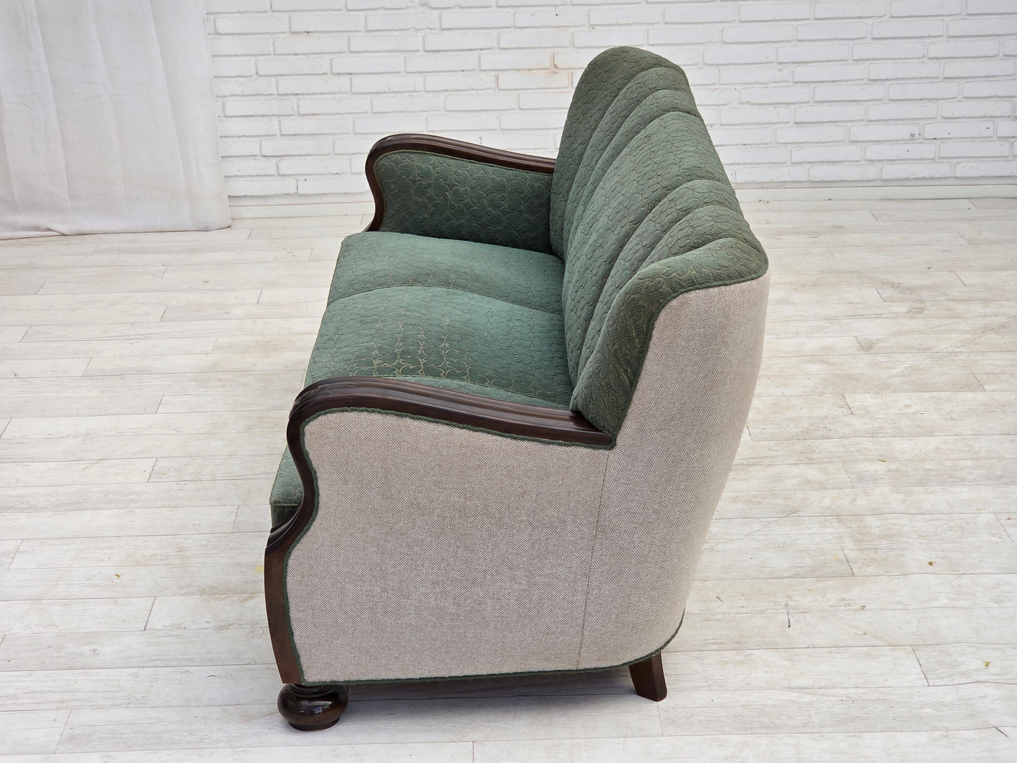 1960s, Danish 3-seater sofa, furniture wool, oak wood.