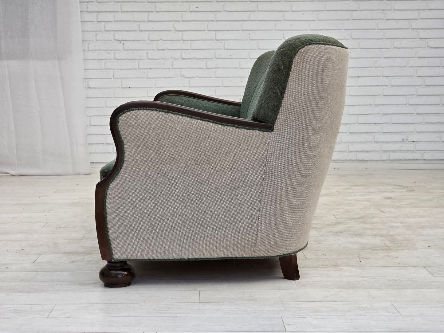 1960s, Danish 3-seater sofa, furniture wool, oak wood.