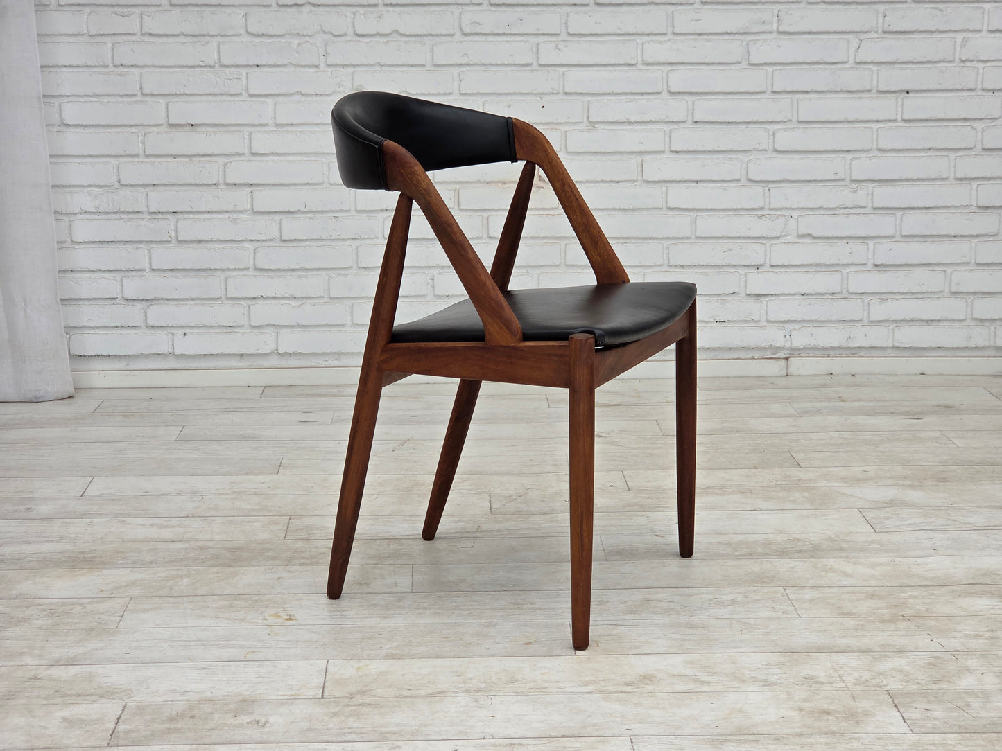 1960s, Danish design by Kai Kristensen, set of 4 armchairs, leather, teak wood.