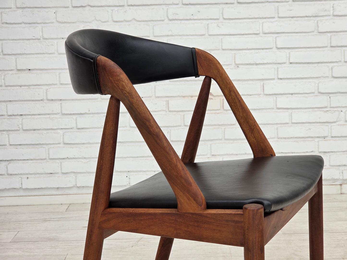 1960s, Danish design by Kai Kristensen, set of 4 armchairs, leather, teak wood.