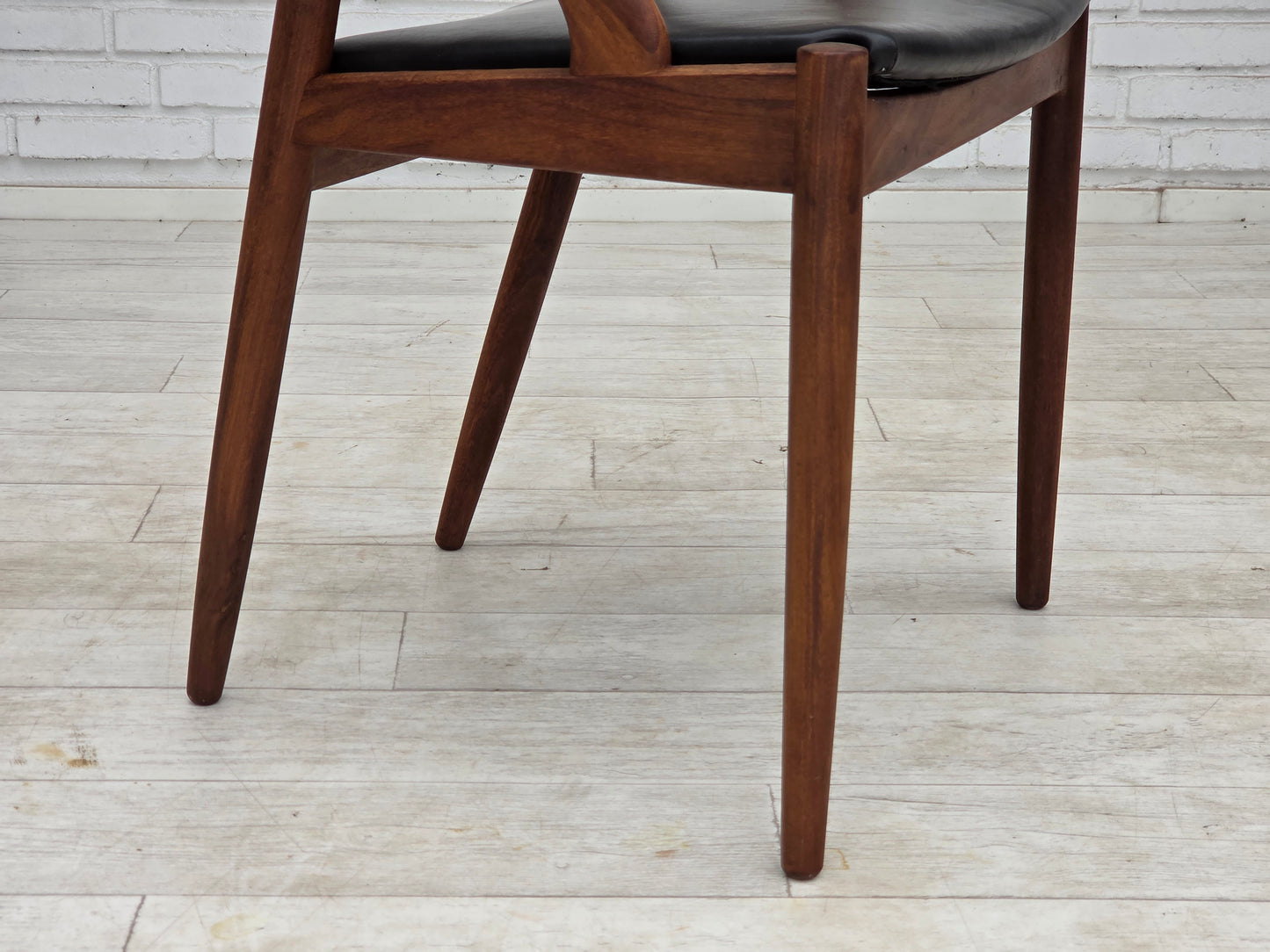 1960s, Danish design by Kai Kristensen, set of 4 armchairs, leather, teak wood.