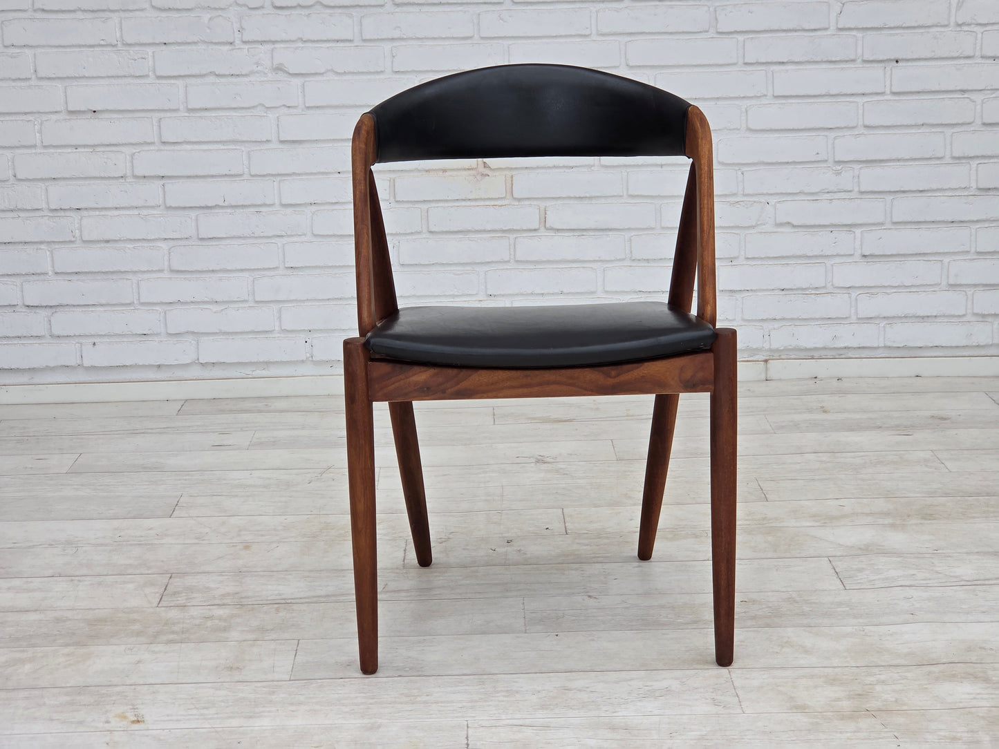 1960s, Danish design by Kai Kristensen, set of 4 armchairs, leather, teak wood.