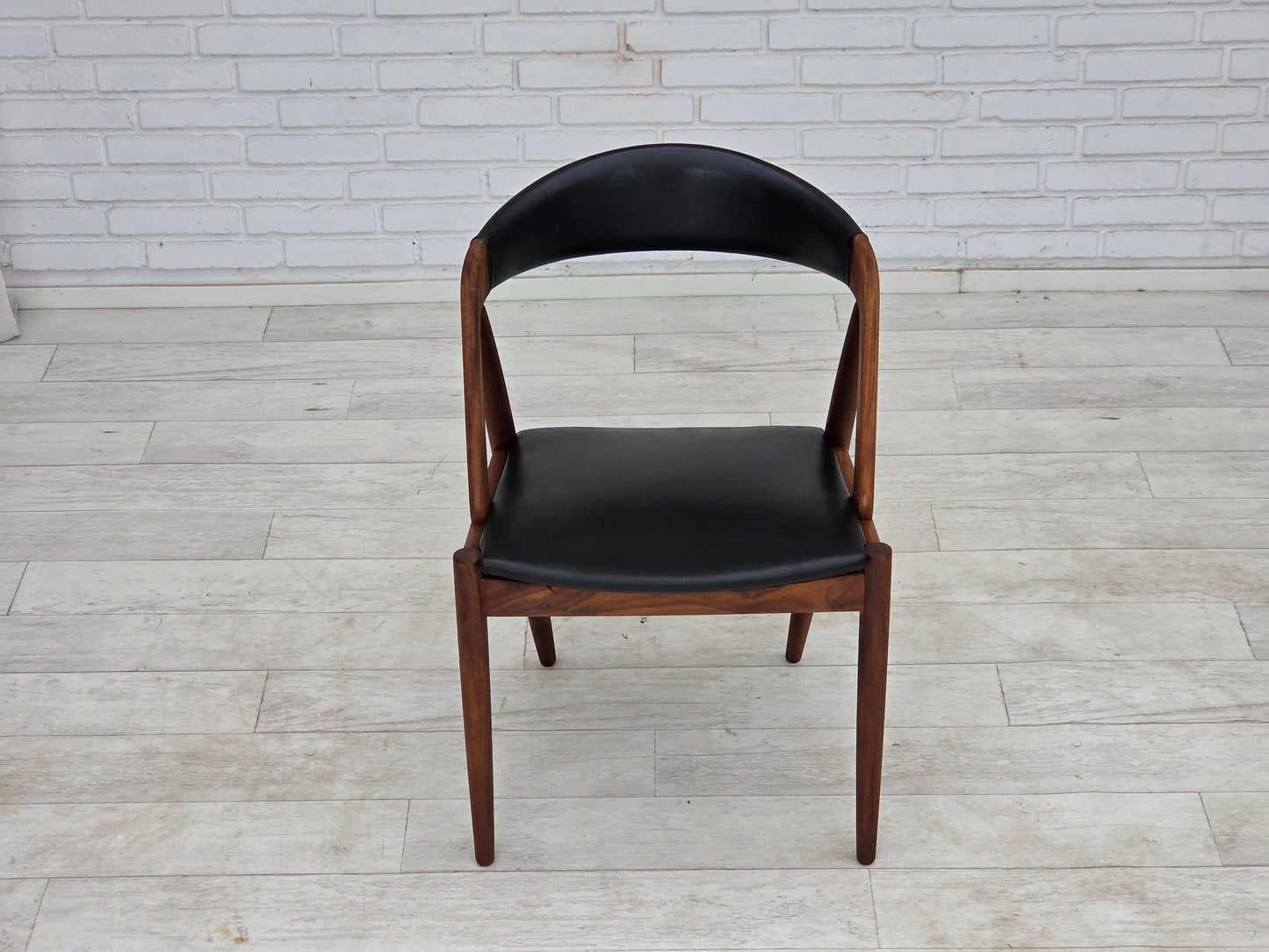 1960s, Danish design by Kai Kristensen, set of 4 armchairs, leather, teak wood.