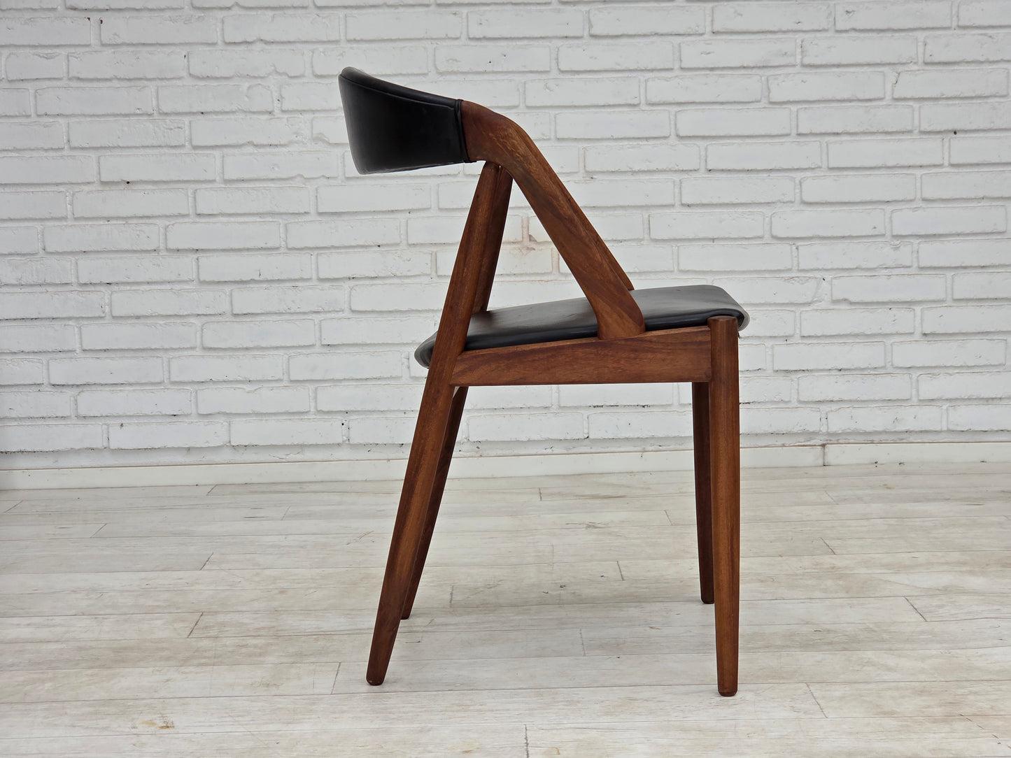 1960s, Danish design by Kai Kristensen, set of 4 armchairs, leather, teak wood.