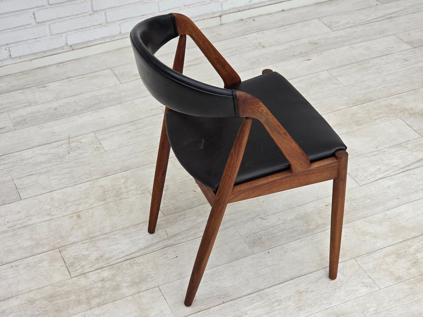 1960s, Danish design by Kai Kristensen, set of 4 armchairs, leather, teak wood.