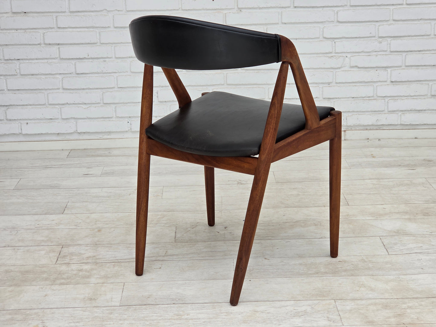 1960s, Danish design by Kai Kristensen, set of 4 armchairs, leather, teak wood.