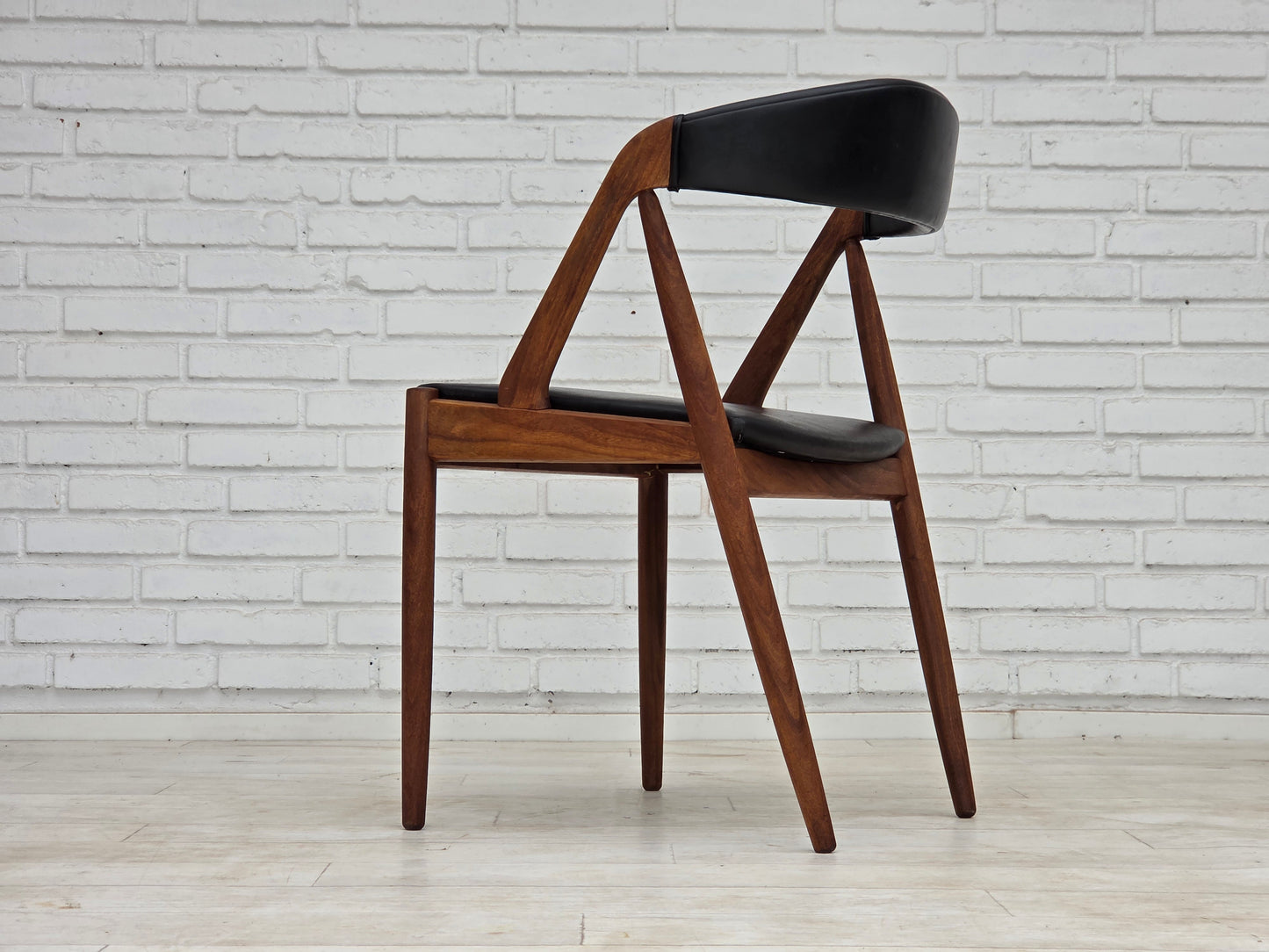 1960s, Danish design by Kai Kristensen, set of 4 armchairs, leather, teak wood.