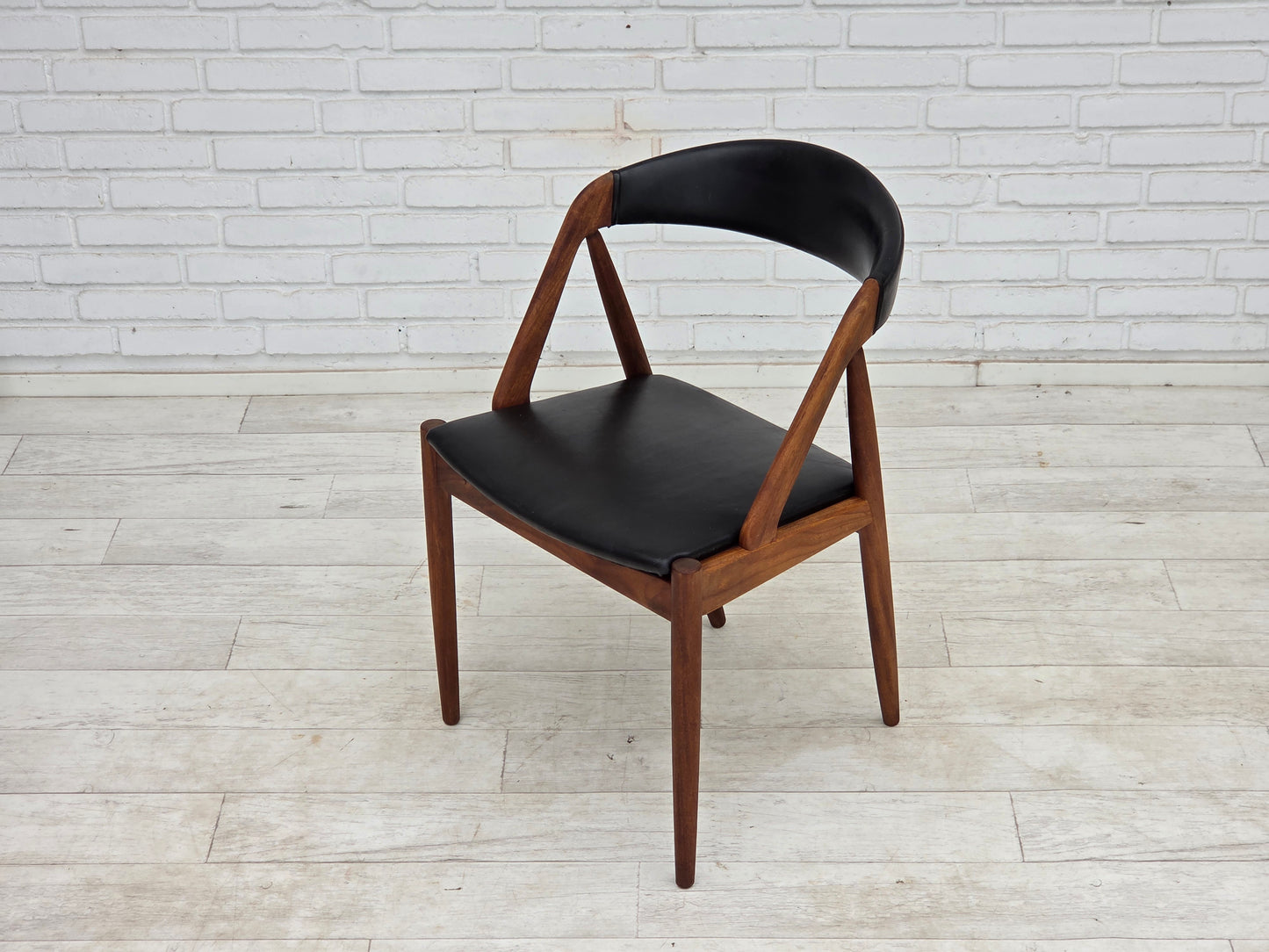 1960s, Danish design by Kai Kristensen, set of 4 armchairs, leather, teak wood.