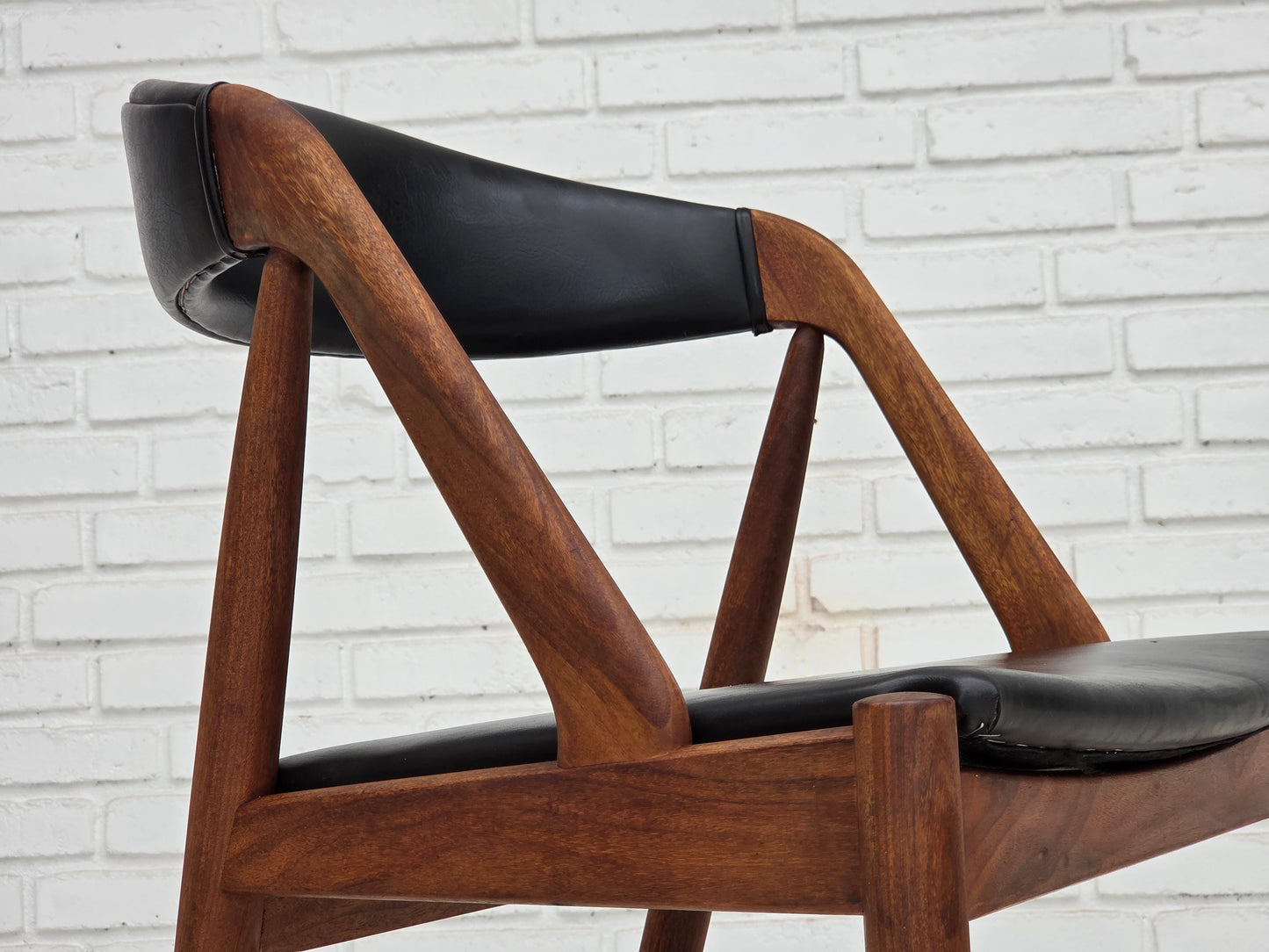 1960s, Danish design by Kai Kristensen, set of 4 armchairs, leather, teak wood.