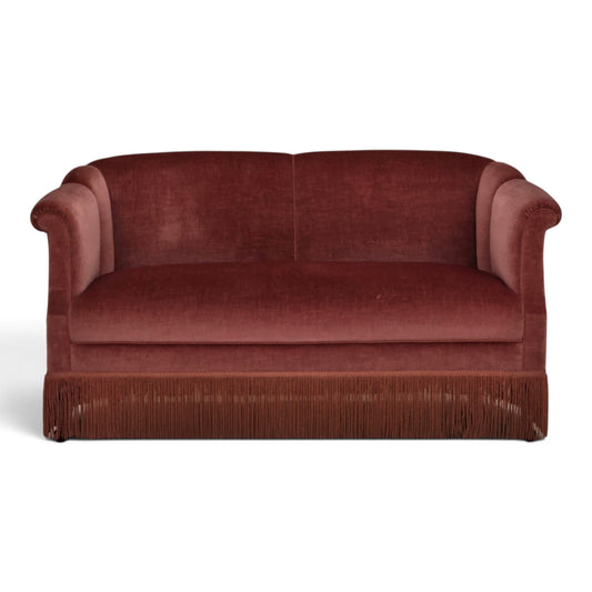 1960s, Danish 2-seater sofa, original pink furniture velour.