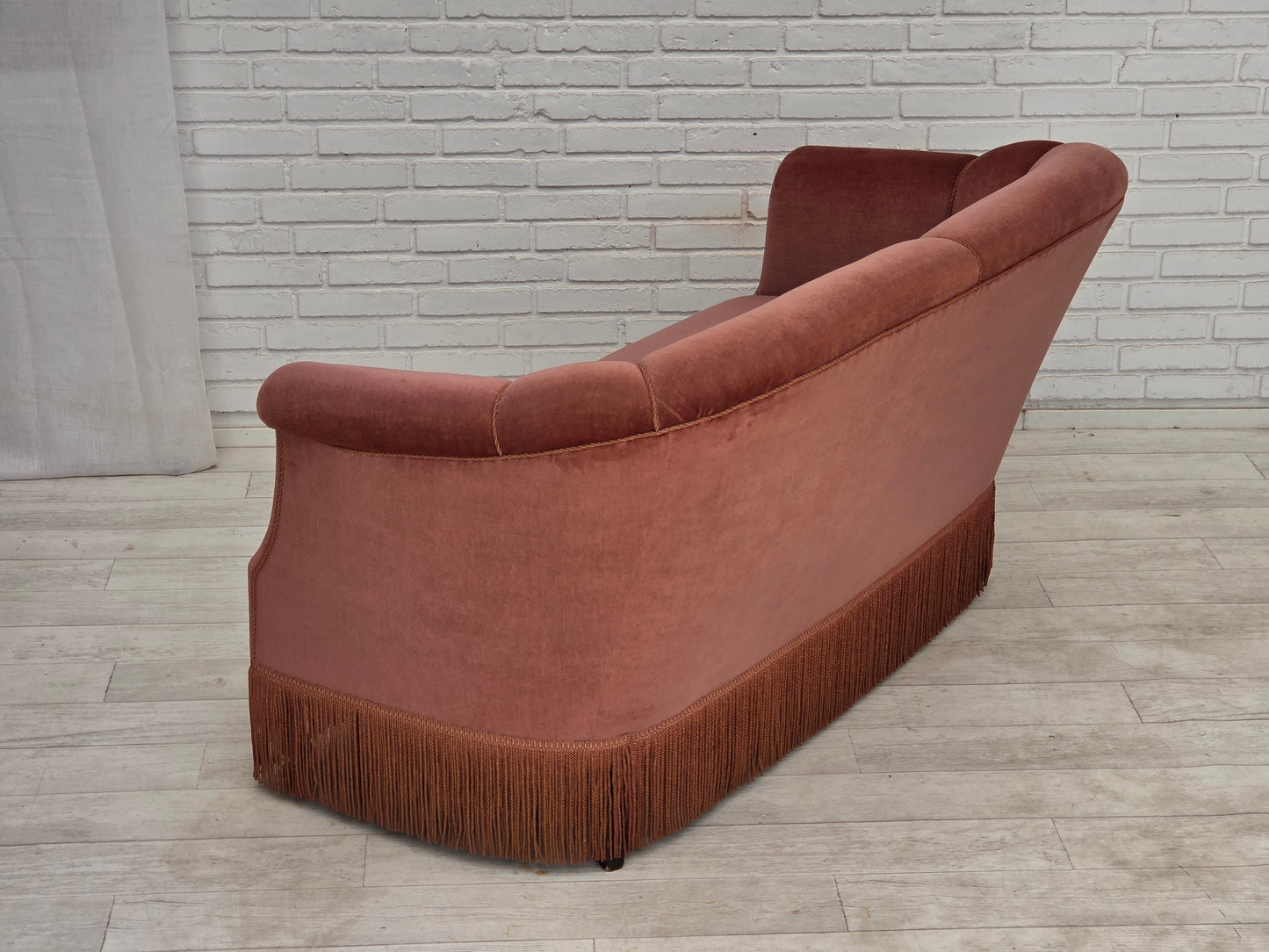 1960s, Danish 2-seater sofa, original pink furniture velour.