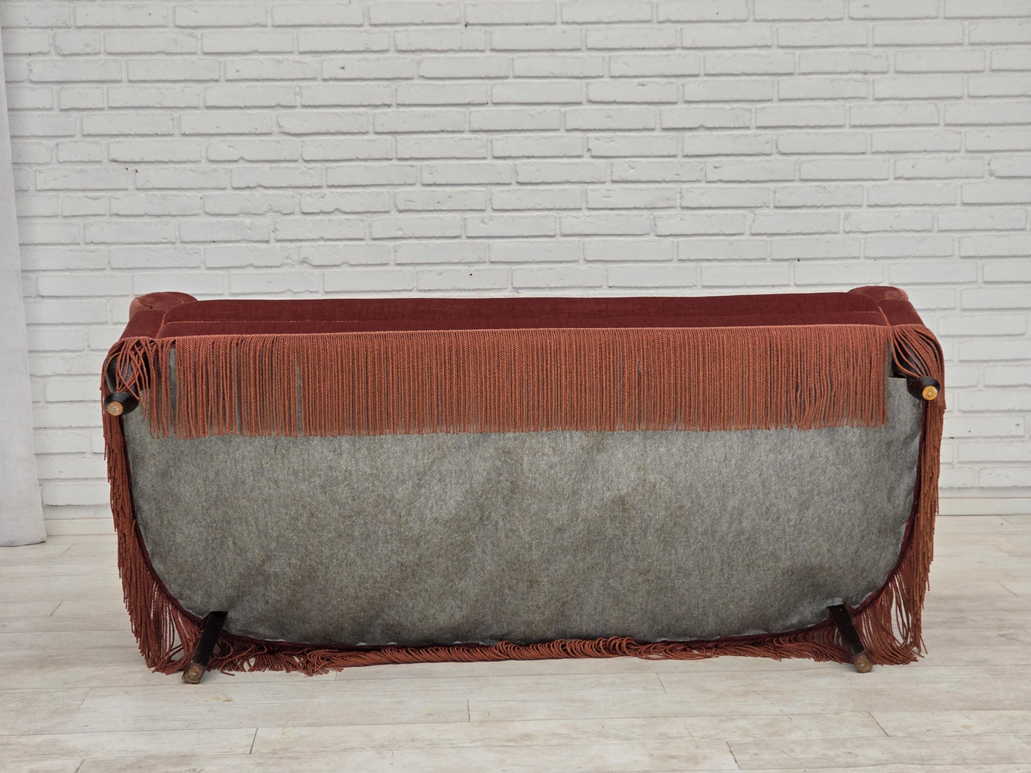 1960s, Danish 2-seater sofa, original pink furniture velour.