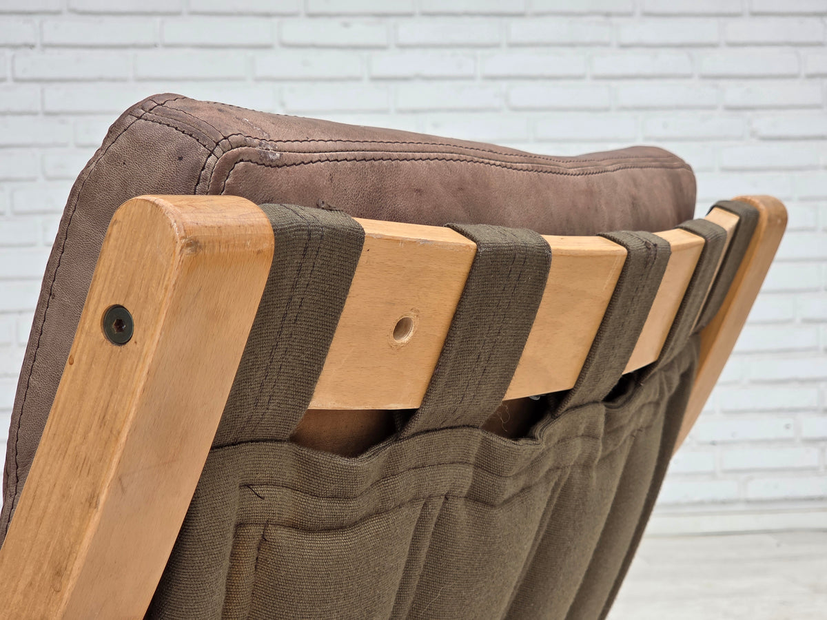 1970s, Swedish design by Åke Fribytter, armchair, leather, bentwood.