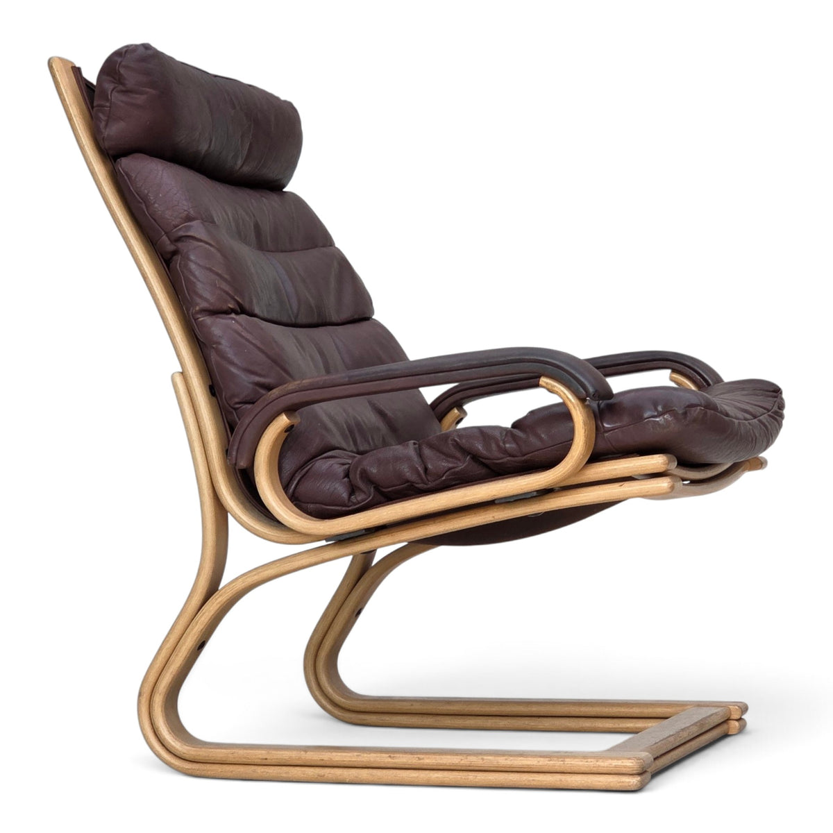 1970s, Danish armchair by Georg Thams, furniture leather, bentwood.