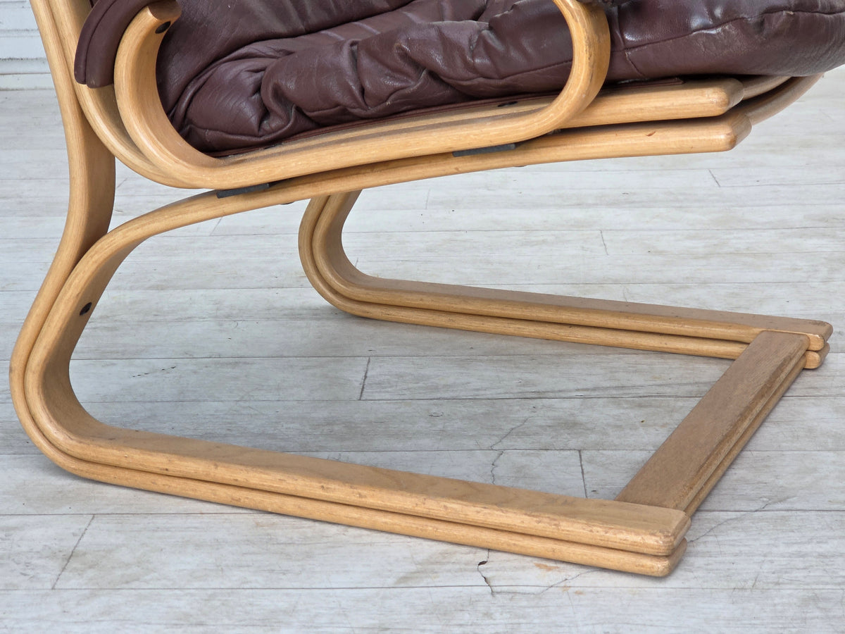 1970s, Danish armchair by Georg Thams, furniture leather, bentwood.