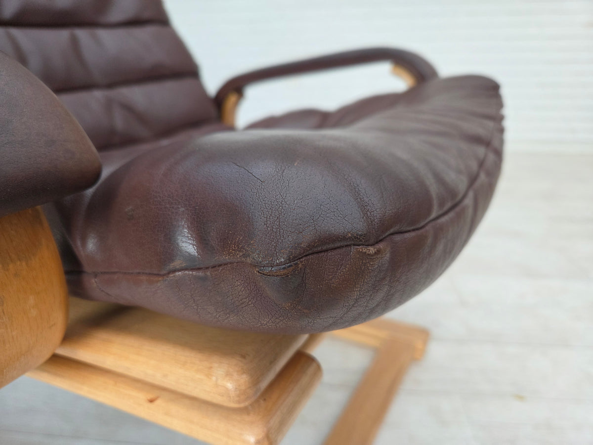 1970s, Danish armchair by Georg Thams, furniture leather, bentwood.