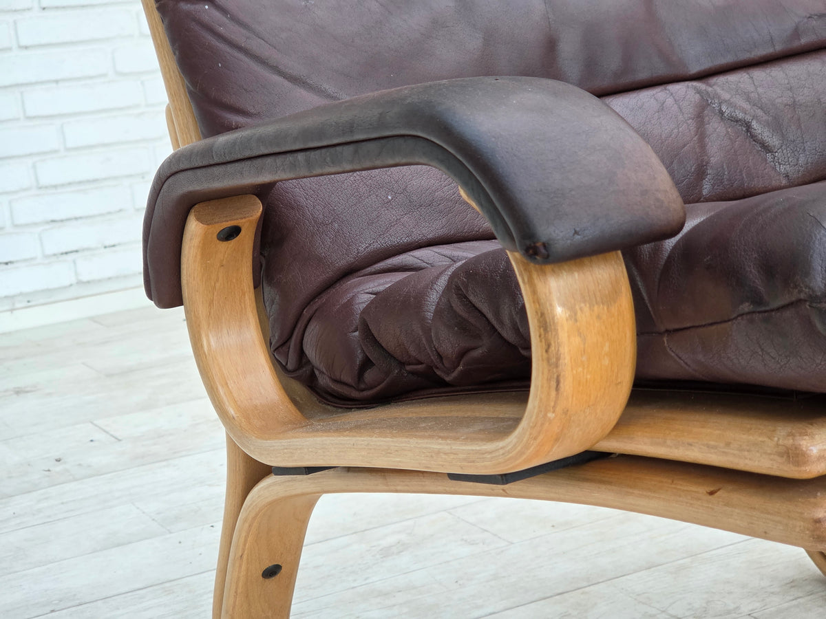 1970s, Danish armchair by Georg Thams, furniture leather, bentwood.