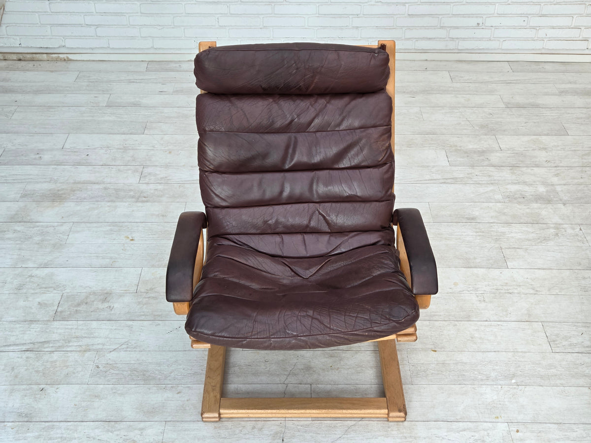 1970s, Danish armchair by Georg Thams, furniture leather, bentwood.
