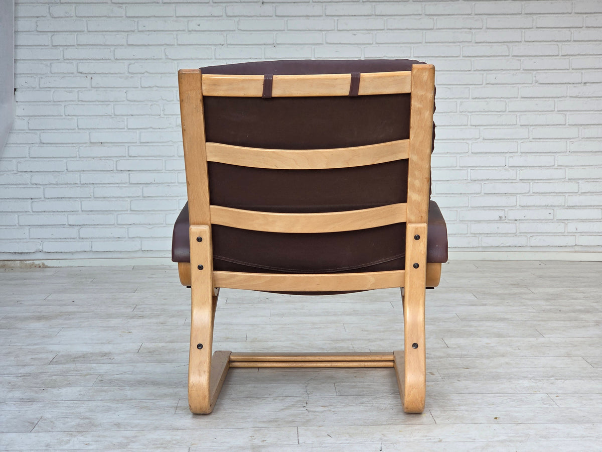 1970s, Danish armchair by Georg Thams, furniture leather, bentwood.
